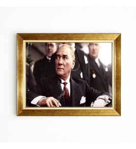 Tablore Altın Çerçeveli Mustafa Kemal Atatürk Portre Tablo Tarihi Karizmatik Atatürk Fotoğrafı