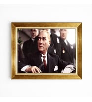 Tablore Altın Çerçeveli Mustafa Kemal Atatürk Portre Tablo Tarihi Karizmatik Atatürk Fotoğrafı