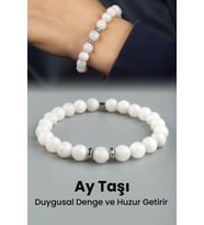 Ay Taşı Doğal Taş Parlak Beyaz Küre Kesim 8mm Bileklik