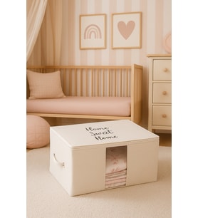 Orta Boy Beyaz Pvc Detaylı Home Sweet Home Baskılı Hurç 52x28x31 (Standart)