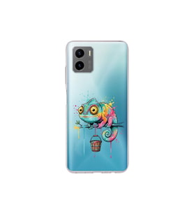 Vivo Y15S ile Uyumlu Splash Bukalemun Tasarımlı Şeffaf Silikon Kılıf