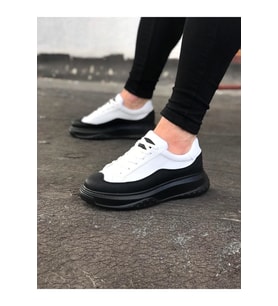 JY507 Alone Bağcıklı Cilt Erkek Günlük Sneaker Ayakkabı CST Beyaz/Siyah