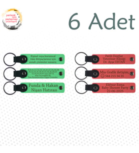 F Yeşili & Nar Çiçeği, Aile Pikniklerine Anlamlı Sürpriz, 6’lı Set, İsim Yazılabilen Anahtarlık