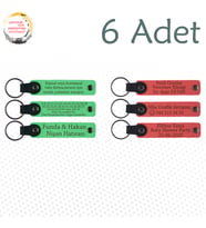 F Yeşili & Nar Çiçeği, Aile Pikniklerine Anlamlı Sürpriz, 6’lı Set, İsim Yazılabilen Anahtarlık