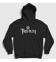 Presmono Unisex Beyaz Logo Trivium Kapüşonlu Sweatshirt 178853tt (Siyah)