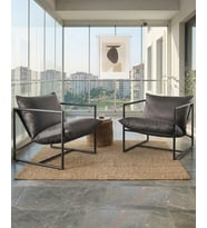SLLER 2'li Şık Dekoratif Berjer-Metal İskelet ,Suni Deri Kaplama , Modern Tasarım (Siyah)