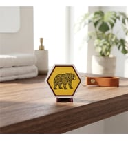 Minimalist Ayı Motifli Dekoratif Masaüstü Süsü, Çalışma Masanıza Değer Katan Modern, Özgün ve Şık Bir Aksesuar 10x10 cm, Sarı