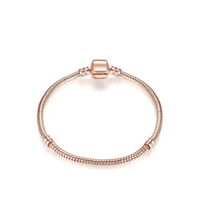 925 Ayar Cham Uyumlu Yılan Zincir Gümüş Üzeri Altın Kaplama Kadın Bileklik-rose Gold