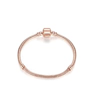 925 Ayar Cham Uyumlu Yılan Zincir Gümüş Üzeri Altın Kaplama Kadın Bileklik-rose Gold