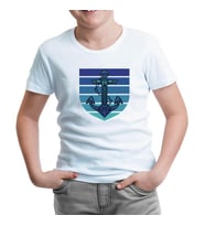 Anchor on a Blue Toned Background Beyaz Çocuk Tshirt
