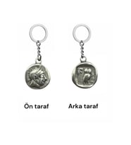 Athena Figürlü Bilgelik Tanrıçası Para Anahtarlık – Çift Taraflı – 1 Adet – Metal Unisex Aksesuar