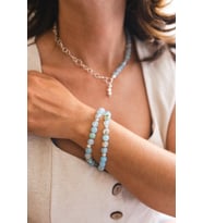 925 AYAR GÜMÜŞ İKİLİ AQUAMARİN BİLEKLİK