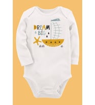 Organik Baskılı Pamuklu Unisex Bebek Body UZUNKOLE117