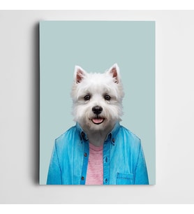 Mavi Gömlekli Köpek Kanvas Tablo