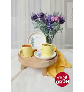 Keramika Elegant Blossoms Sarı Kahve Takımı 4 Parça 2 Kişilik 21790