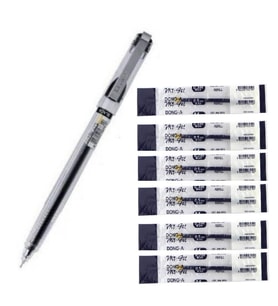 Siyah My Gel 0.5mm Ince Iğne Uçlu Jel Kalem 1 Adet ve Kalem Yedeği 6 Adet Dong-A My-jel Pilot Kalem Yedeği