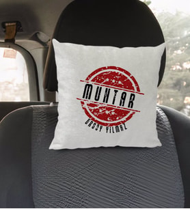 BK Gift Kişiye Özel İsimli Muhtar Tasarımlı Kare Araç Koltuk Yastığı-1