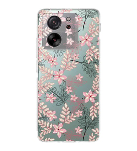 PrintiFy Xiaomi Mi 13T Uyumlu Kamera Korumalı Floral Kırmızı Tasarımlı Şeffaf Silikon Kılıf
