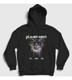 Presmono Unisex Siyah Planet Of The Apes Maymunlar Cehennemi Kapüşonlu Sweatshirt 481580tt