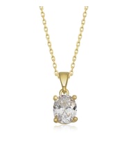 Gold Oval Zirkon Taşlı 925 Ayar Gümüş Kadın Kolye