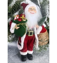 Yılbaşı Süsü Noel Baba Biblo Figür Büyük Boy 45cm -Elinde Çam Ağacı ve Hediye Çuvalı ile (Kırmızı)