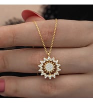 Gümüş Gold Güneş Kadın Kolye
