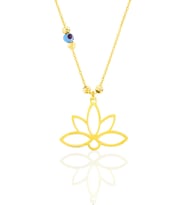 Söğütlü Silver Gümüş altın yaldızlı nazarlı dorica sonsuz yaşamın simgesi lotus kolye