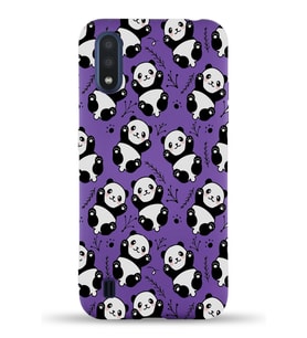 Samsung Galaxy M01 Uyumlu Lansman Kılıf Panda Tasarımlı İçi Kadife Kapak-Mor (Şeffaf)