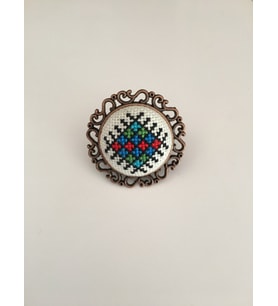 Kadın Motif işlemeli Kanaviçe Yüzük (Çok Renkli)