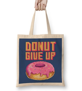 Doughnut Retro Pixel Donut Give Up Bez Çanta Uzun Saplı