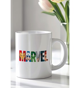 Marvel Tasarımlı 330ml Baskılı Beyaz Seramik Kupa Bardak