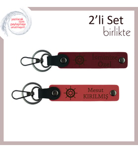 Kararlılığı Temsil Eden Tasarım, Kişisel Gemi Motifli Anahtarlık Takımı, Bordo-Nar Çiçeği