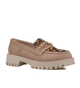 Trend Adımlar Krem Kadın Nubuk Leopar Casual Ayakkabı