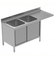 Electrolux Professional Tezgahaltı Bulaşık Makinesi İçin Dolaplı Tezgah, 2 Evyeli (500x500x290 Mm), Damlalığı Sağda, 2 Kayar Kapılı, 1800 Mm, Plus GLR2DSXPP