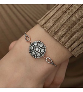 Gümüş Rose Elmas Montür Bileklik