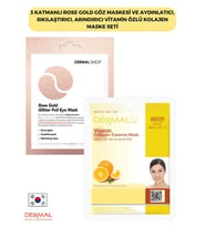 3 Katmanlı Rose Gold Göz Maskesi ve Aydınlatıcı, Sıkılaştırıcı, Arındırıcı Vitamin Özlü Kolajen Maske Seti