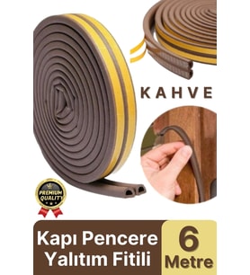 Güçlü Kendinden Yapışkanlı Kapı Pencere Soğuk Hava Geçirmez Yalıtım İzolasyon Kahve Fitil 6 Metre