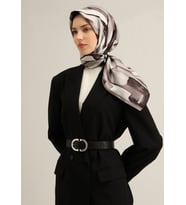 Armine Tivil İpek Eşarp 9306-03 Siyah Karışık Desen