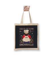 South Park Chocolate Salted Snowballs Christmas Knit Pattern Yılbaşı Beyaz Bez Çanta Uzun Saplı