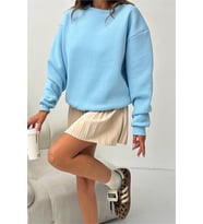 Neşeli butik kadın 2 iplik pamuklu bebe mavi sweatshirt NBG103