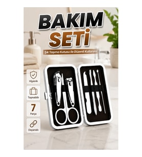 Paslanmaz Çelik Kişisel Bakım Seti – 7 Parça Taşıma Çantalı