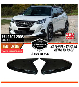 Peugeot 2008 2019 Sonrası Uyumlu Batman Yarasa Ayna Kapağı Piano Black ABS Plastik Sağ Sol Takım