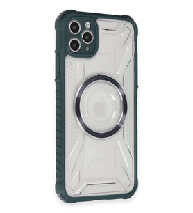 Newface Apple iPhone 11 Pro Max Kılıf Prag Magneticsafe Kapak - Koyu Yeşil