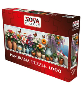 Nova Puzzle 1000 Parça Deniz ve Çiçek Armonisi Panorama Puzzle - Çiçekli Balkon