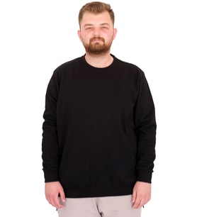 Mode XL Büyük Beden Erkek Bisiklet Yaka Sweatshirt Basic U22465 Siyah