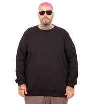 Mode XL Büyük Beden Erkek Bisiklet Yaka Sweatshirt Basic U22465 Siyah
