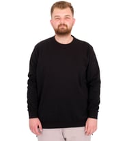Mode XL Büyük Beden Erkek Bisiklet Yaka Sweatshirt Basic U22465 Siyah