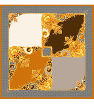 Geometrik Desen Black Seri Twill Eşarp Eşarp Askısı ile Birlikte 90x90 cm Hardal