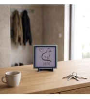 Meow ve Kalp Temalı Şık Dekoratif Obje, Yaşam Alanınız İçin Sempatik Değerli Bir Hediye 10x10 cm