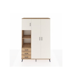Hyperion Dolap 6 Raflı 3 Çekmeceli Tek Askılı 132x44x195 Çam-Aytaşı/Çam